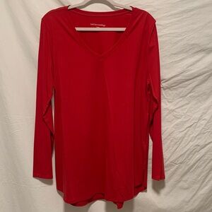 EUC Soft Surroundings Women's Red Long Sleeve V-neck Top XL